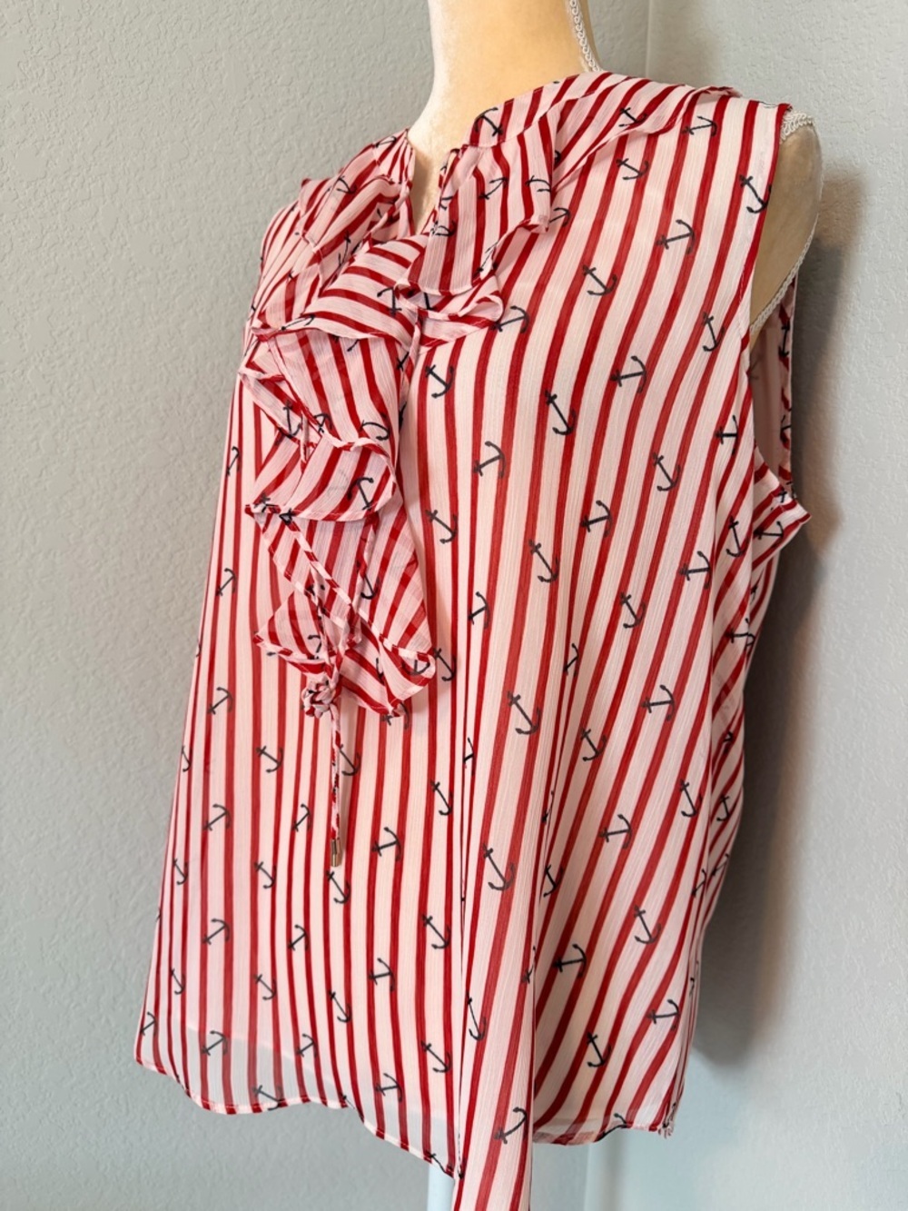 Tommy Hilfiger Nautical Ruffle Tie-Neck Blouse - Picture 3 of 8